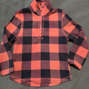 Kids Plaid Quarter-Zip Fleece Pullover - Pink & Black